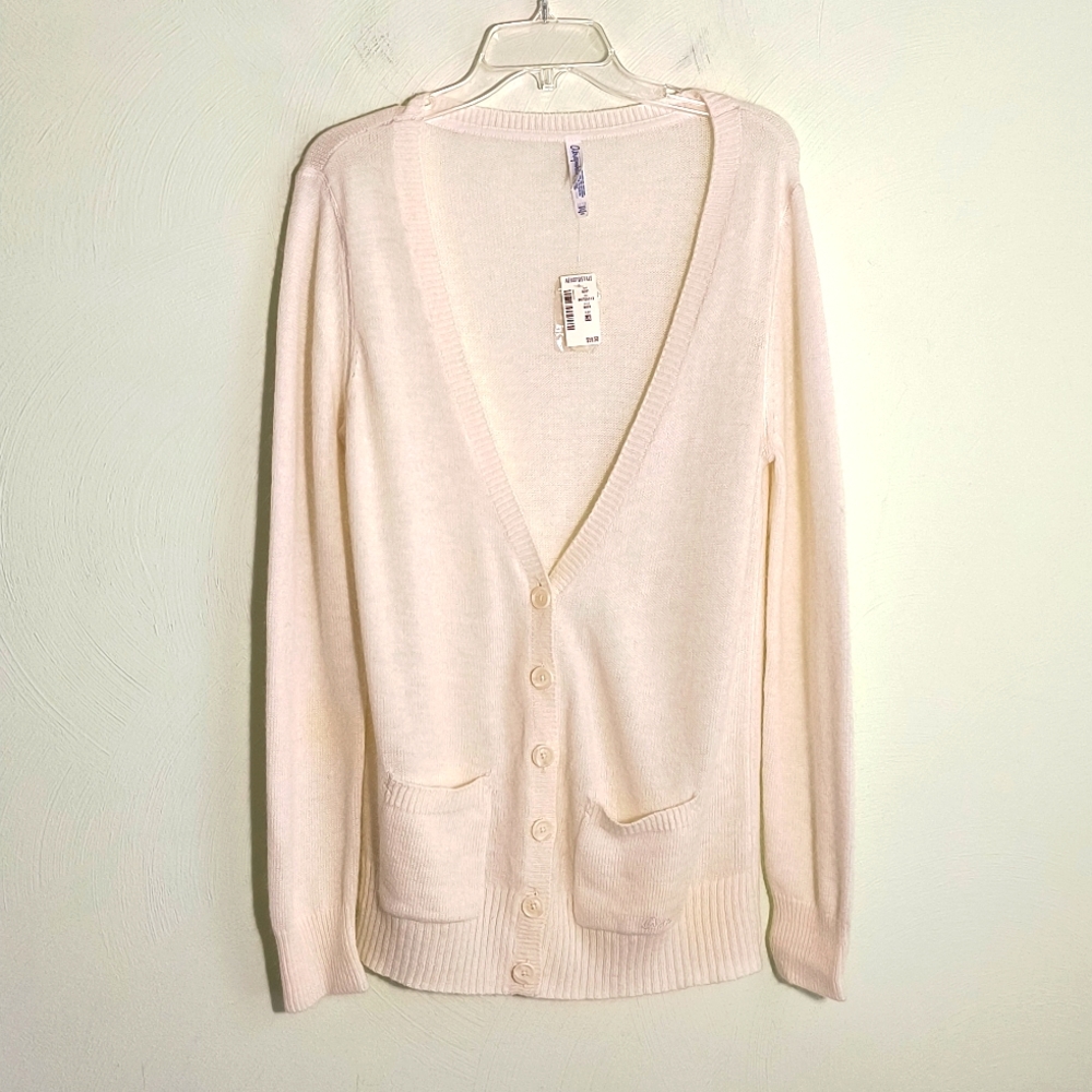 NWT Aeropostale White long sleeve button down cardigan Sz: L